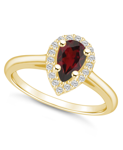 Macy's Garnet (1-1/10 Ct. T.w.) And Diamond (1/5 Ct. T.w.) Halo Ring In 14k Yellow Gold