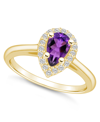 Macy's Amethyst (7/8 Ct. T.w.) And Diamond (1/5 Ct. T.w.) Halo Ring In 14k Yellow Gold In Amethyst
