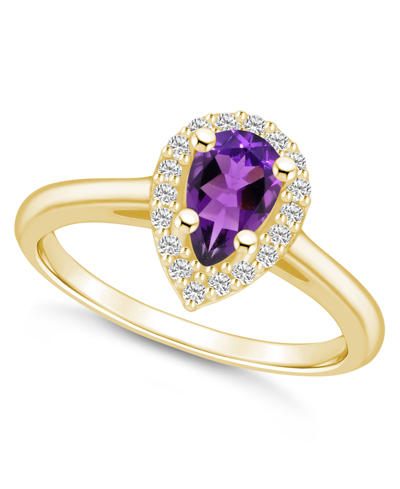 Macy's Amethyst (7/8 Ct. T.w.) And Diamond (1/5 Ct. T.w.) Halo Ring In 14k Yellow Gold