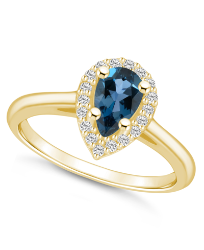Macy's London Blue Topaz (1 Ct. T.w.) And Diamond (1/5 Ct. T.w.) Halo Ring In 14k Yellow Gold