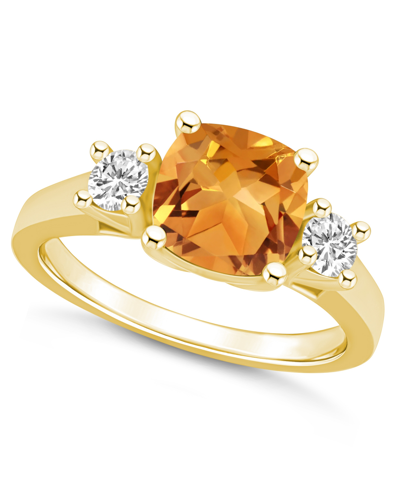 Macy's Citrine (2 Ct. T.w.) And Diamond (1/3 Ct. T.w.) Ring In 14k Yellow Gold