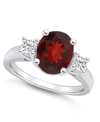 MACY'S GARNET AND DIAMOND RING (3-1/10 CT.T.W AND 1/3 CT.T.W) 14K WHITE GOLD