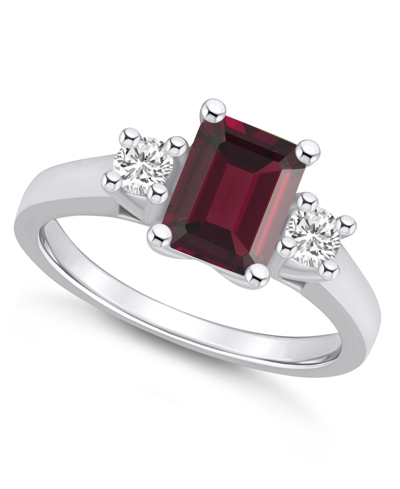 Macy's Garnet And Diamond Ring (2 Ct.t.w And 1/4 Ct.t.w) 14k White Gold