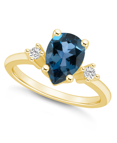 Macy's London Blue Topaz And Diamond Ring (2-1/2 Ct.t.w And 1/10 Ct.t.w) 14k Yellow Gold