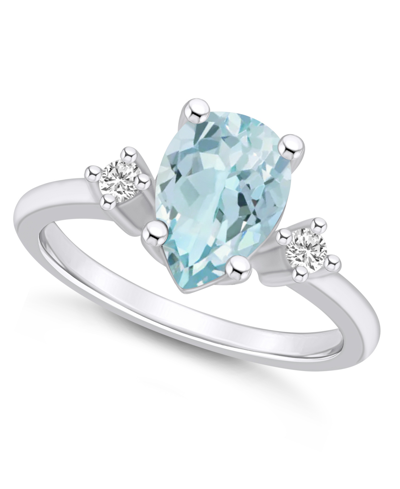 Macy's Aquamarine And Diamond Ring (1-5/8 Ct.t.w And 1/10 Ct.t.w) 14k White Gold