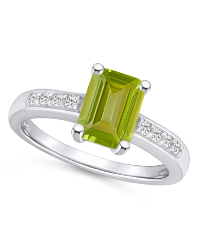Macy's Peridot (1-3/4 Ct .t.w.) And Diamond (1/8 Ct .t.w.) Ring In 14k Yellow Gold In White Gold