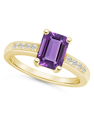 Macy's Amethyst (1-5/8 Ct .t.w.) And Diamond (1/8 Ct .t.w.) Ring In 14k Yellow Gold