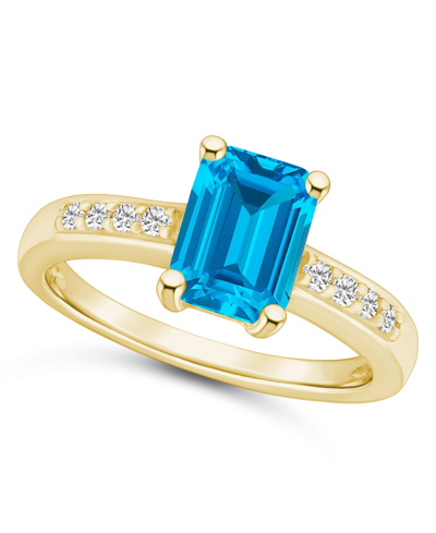 Macy's Blue Topaz (2 Ct .t.w.) And Diamond (1/8 Ct .t.w.) Ring In 14k Yellow Gold