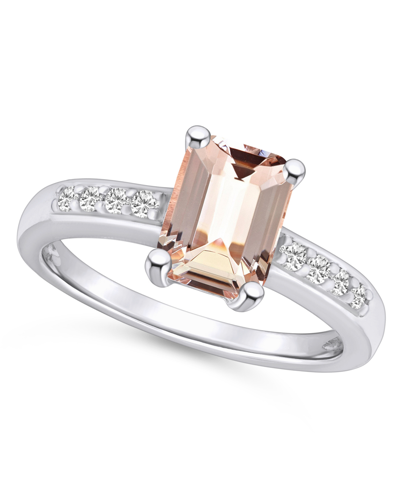 Macy's Morganite (1-3/8 Ct .t.w.) And Diamond (1/8 Ct .t.w.) Ring In 14k Yellow Gold In White Gold