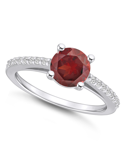 Macy's Garnet (1-5/8 Ct. T.w.) And Diamond (1/6 Ct. T.w.) Ring In 14k White Gold