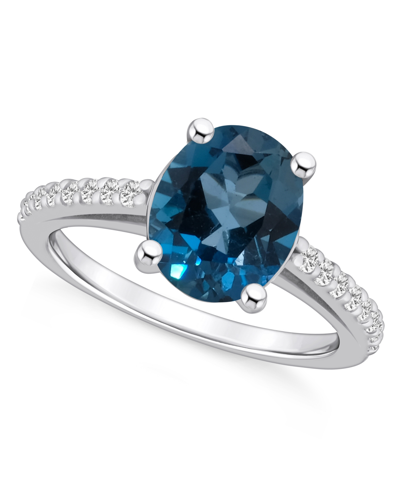 Macy's London Blue Topaz (3-5/8 Ct. T.w.) And Diamond (1/4 Ct. T.w.) Ring In 14k White Gold