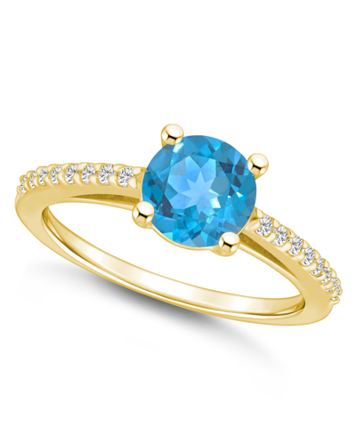 Macy's Blue Topaz (1-5/8 Ct. T.w.) And Diamond (1/6 Ct. T.w.) Ring In 14k Yellow Gold