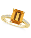 Macy's Citrine (3-1/7 Ct. T.w.) And Diamond (1/4 Ct. T.w.) Ring In 14k Yellow Gold In Citrine