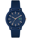 LACOSTE MEN'S L.12.12 NAVY SILICONE STRAP WATCH 42MM