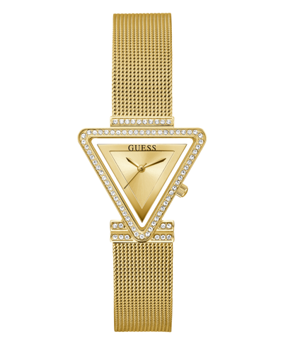 Guess Women's Gold-tone Glitz Stainless Steel, Mesh Bracelet Watch, 34mm