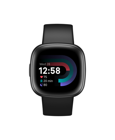 Fitbit Versa 4 Black Graphite Premium Smartwatch, 39mm In Black/graphite