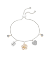 UNWRITTEN 14K GOLD FLASH-PLATED MOTHER OF PEARL AND CRYSTAL "OHANA MEANS FAMILY" BOLO BRACELET