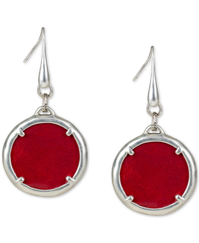 Patricia Nash Silver-tone Leather Disc Drop Earrings In Silver Ox