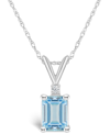 Macy's Aquamarine (7/8 Ct. T.w.) And Diamond Accent Pendant Necklace In 14k Yellow Gold Or 14k White Gold In White Gold