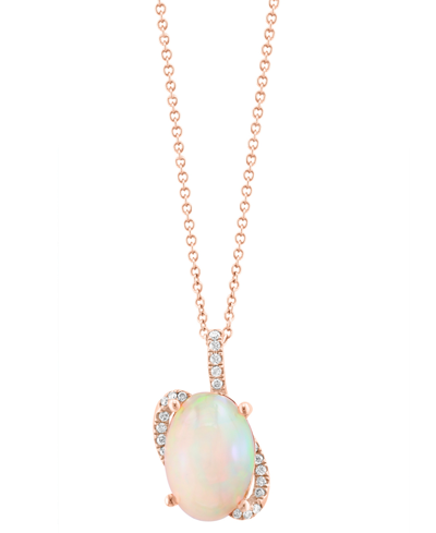 Effy Collection Effy Ethiopian Opal (4-1/3 Ct. T.w.) & Diamond (1/8 Ct. T.w.) 18" Pendant Necklace In 14k Rose Gold