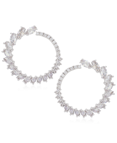 Rhona Sutton Sterling Silver Marquise Crystal Wrap Hoop Earrings