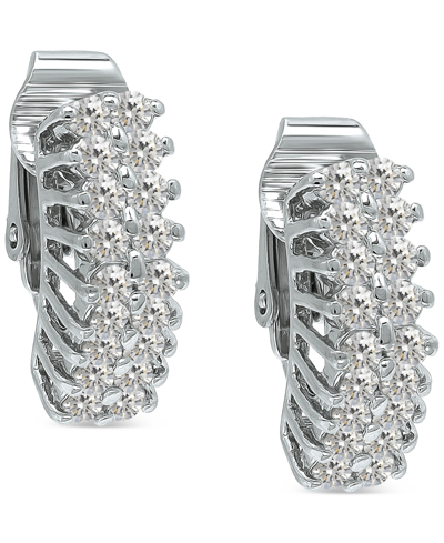 Giani Bernini Cubic Zirconia Clip-on Hoop Earrings, Created For Macy's In Sterling Silver