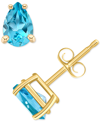 Macy's Blue Topaz Pear Stud Earrings (1/2 Ct. T.w.) In 14k Gold In Gold