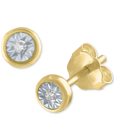 Macy's Diamond Accent Stud Earrings In 14k Gold-plated Sterling Silver