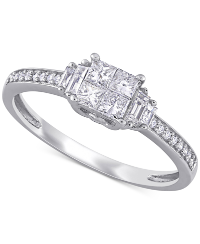 Macy's Diamond Princess Quad Cluster Engagement Ring (1/2 Ct. T.w.) In 14k White Gold