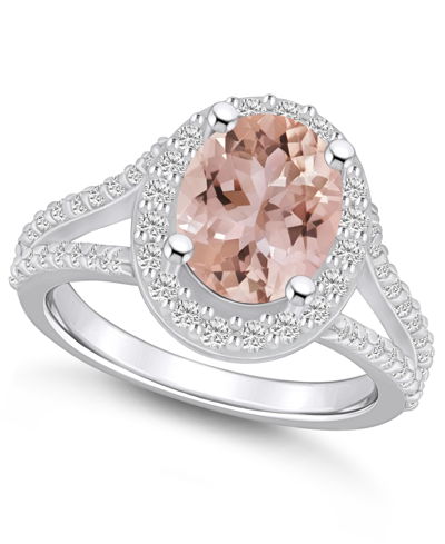 Macy's Morganite (2-1/2 Ct. T.w.) And Diamond (3/4 Ct. T.w.) Halo Ring In 14k White Gold
