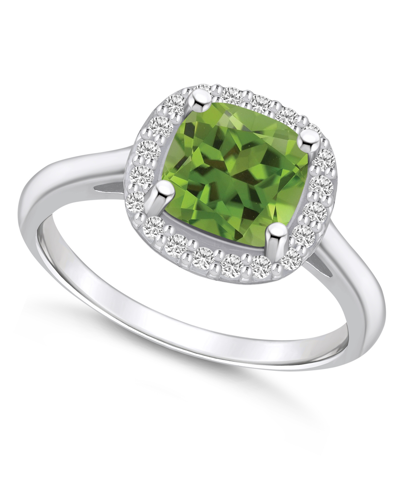 Macy's Peridot (2-3/8 Ct. T.w.) And Diamond (1/4 Ct. T.w.) Halo Ring In 14k White Gold