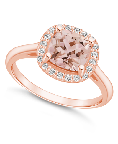 Macy's Morganite (2 Ct. T.w.) And Diamond (1/4 Ct. T.w.) Halo Ring In 14k Rose Gold