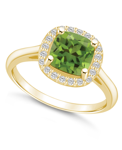 Macy's Peridot (2-3/8 Ct. T.w.) And Diamond (1/4 Ct. T.w.) Halo Ring In 14k Yellow Gold