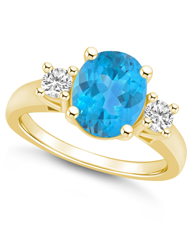 Macy's Blue Topaz And Diamond Ring (3-5/8 Ct.t.w And 1/3 Ct.t.w) 14k Yellow Gold