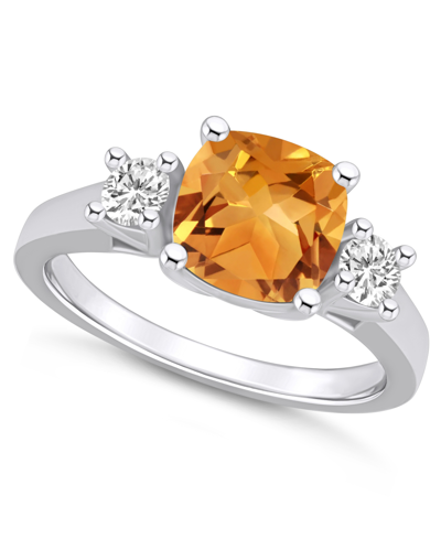 Macy's Citrine (2 Ct. T.w.) And Diamond (1/3 Ct. T.w.) Ring In 14k White Gold