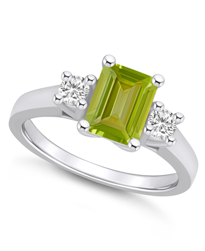Macy's Peridot And Diamond Ring (1-3/4 Ct.t.w And 1/4 Ct.t.w) 14k White Gold