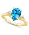 Macy's Blue Topaz And Diamond Ring (2-1/2 Ct.t.w And 1/10 Ct.t.w) 14k Yellow Gold In Blue Topaz