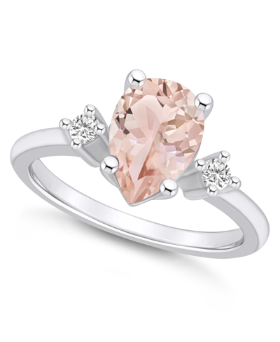Macy's Morganite And Diamond Ring (1-5/8 Ct.t.w And 1/10 Ct.t.w) 14k White Gold
