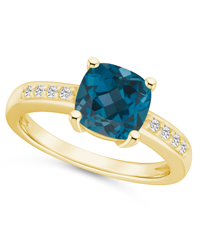 Macy's London Blue Topaz And Diamond Ring (2-3/4 Ct.t.w And 1/8 Ct.t.w) 14k Yellow Gold