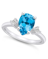 Macy's Blue Topaz And Diamond Ring (2-1/2 Ct.t.w And 1/10 Ct.t.w) 14k White Gold In Blue Topaz