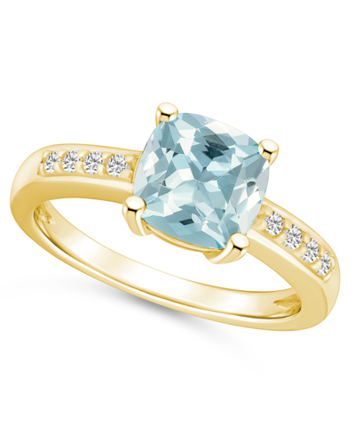 Macy's Aquamarine And Diamond Ring (2 Ct.t.w And 1/8 Ct.t.w) 14k Yellow Gold