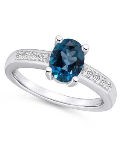 Macy's London Blue Topaz And Diamond Ring (1-5/8 Ct.t.w And 1/8 Ct.t.w) 14k White Gold