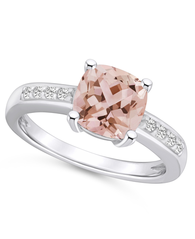 Macy's Morganite And Diamond Ring (2 Ct.t.w And 1/8 Ct.t.w) 14k White Gold