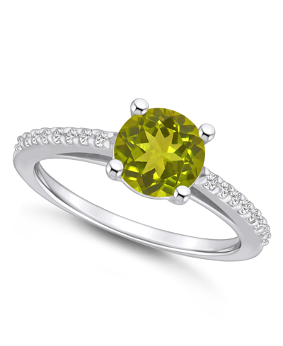 Macy's Peridot (1-1/2 Ct. T.w.) And Diamond (1/6 Ct. T.w.) Ring In 14k White Gold