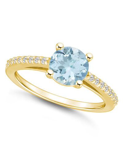 Macy's Aquamarine (1-1/4 Ct. T.w.) And Diamond (1/6 Ct. T.w.) Ring In 14k Yellow Gold