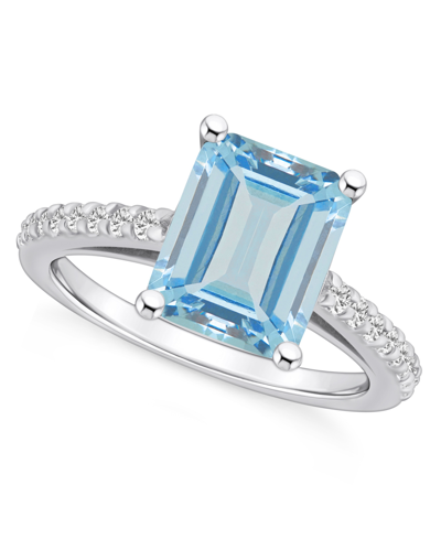 Macy's Aquamarine (3 Ct. T.w.) And Diamond (1/4 Ct. T.w.) Ring In 14k White Gold
