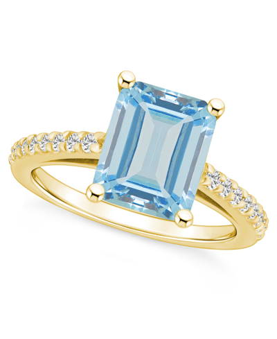 Macy's Aquamarine (3 Ct. T.w.) And Diamond (1/4 Ct. T.w.) Ring In 14k Yellow Gold
