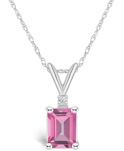 Macy's Pink Topaz (1-1/3 Ct. T.w.) And Diamond Accent Pendant Necklace In 14k Yellow Gold Or 14k White Gold
