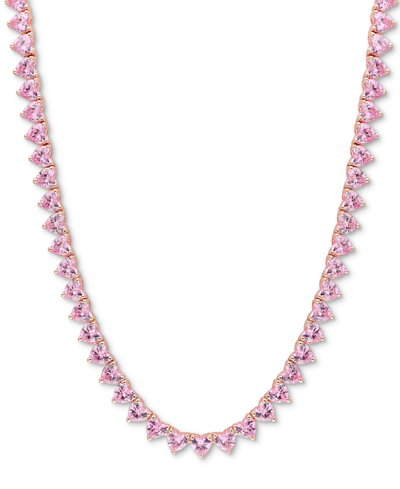 Macy's Lab-created Pink Sapphire Heart All-around 18" Collar Necklace (31-1/2 Ct. T.w.) In Rose-plated Ster