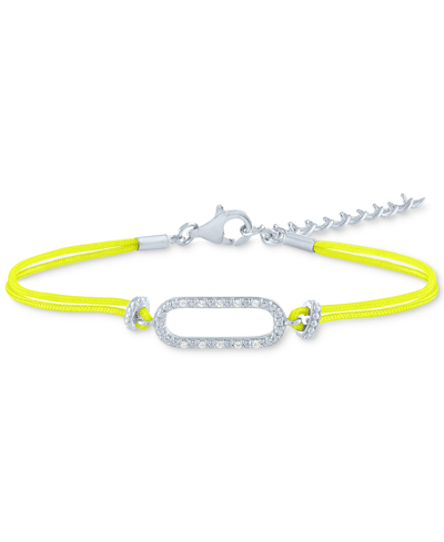Macy's Diamond Accent Single Link Yellow Cord Bracelet In Sterling Silver